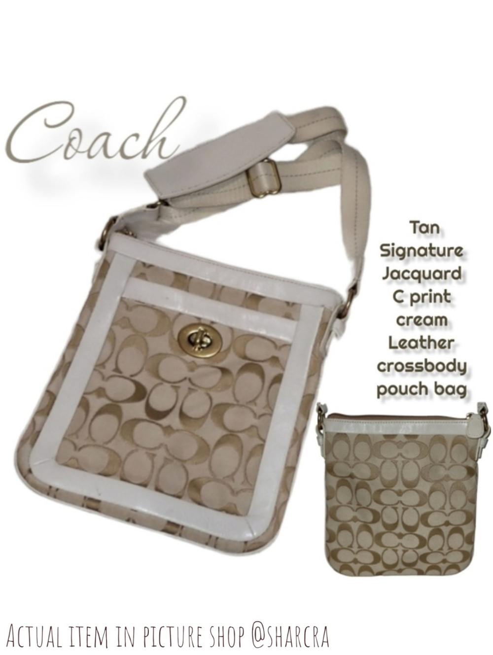 Coach Vintage Y2K Cricket Swingpack Crossbody Bag Jacquard Leather Tan 42664